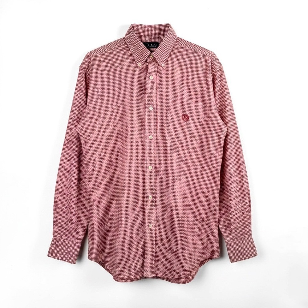 Chaps Mens XXL Red Gingham Button Down Shirt Stretch Easy Care Long Sleeve Logo